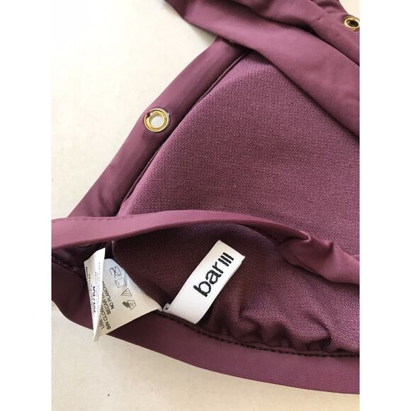 Bar III Bikini Set Ribbed Grommet Halter Padded Swimwear - Picture 7 of 10